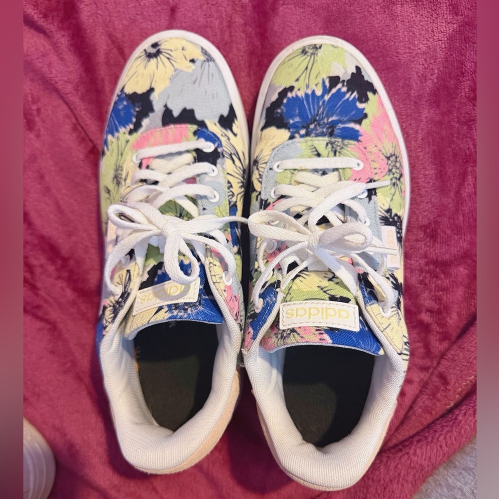Adidas Women's Floral Sneakers - Blue and Pink - Picture 7 of 9